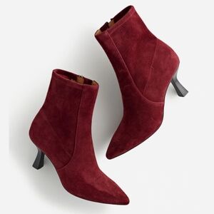 Madewell The Justine Ankle Boot in Leather Suede Deep Merlot